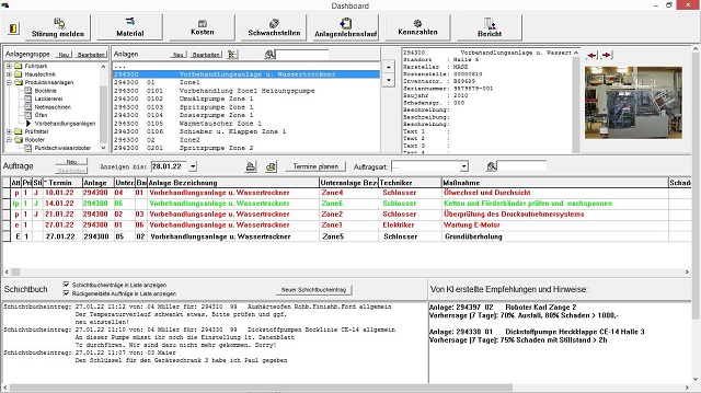 Instandhaltungssoftware Exp-Instandhaltung: Dashboard